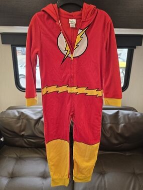 Kids Red Flash Lightning One-Piece Costume Hoodie
